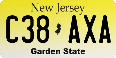 NJ license plate C38AXA