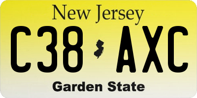 NJ license plate C38AXC