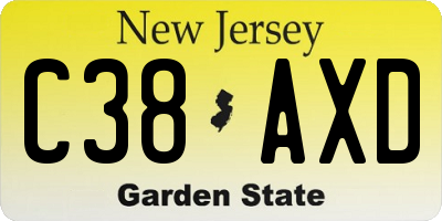 NJ license plate C38AXD