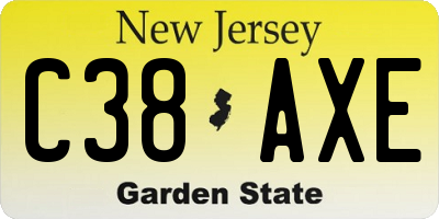 NJ license plate C38AXE