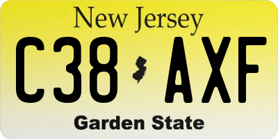 NJ license plate C38AXF