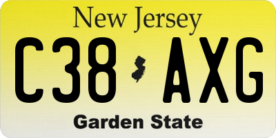 NJ license plate C38AXG