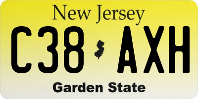 NJ license plate C38AXH