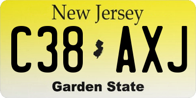 NJ license plate C38AXJ