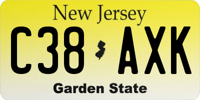 NJ license plate C38AXK