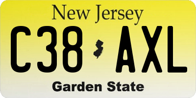 NJ license plate C38AXL