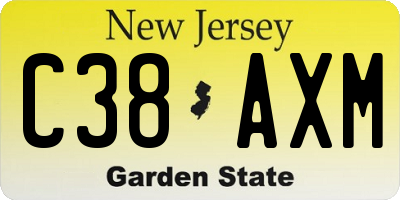 NJ license plate C38AXM