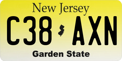 NJ license plate C38AXN