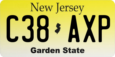 NJ license plate C38AXP