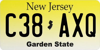 NJ license plate C38AXQ