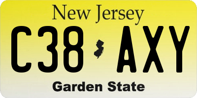 NJ license plate C38AXY