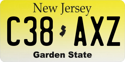 NJ license plate C38AXZ