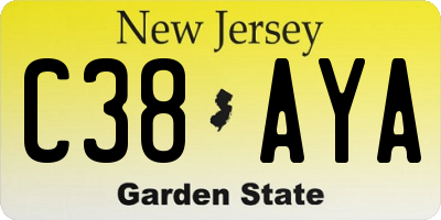 NJ license plate C38AYA