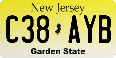 NJ license plate C38AYB