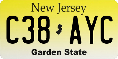 NJ license plate C38AYC