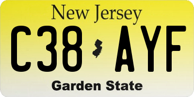 NJ license plate C38AYF