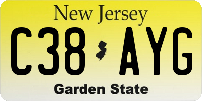 NJ license plate C38AYG
