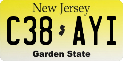 NJ license plate C38AYI