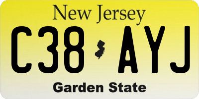 NJ license plate C38AYJ
