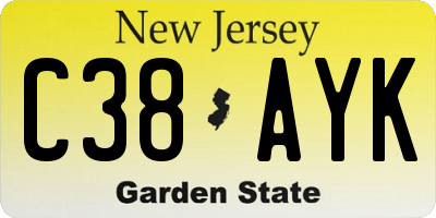 NJ license plate C38AYK