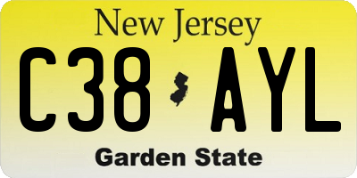 NJ license plate C38AYL