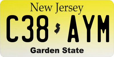 NJ license plate C38AYM