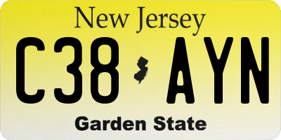 NJ license plate C38AYN