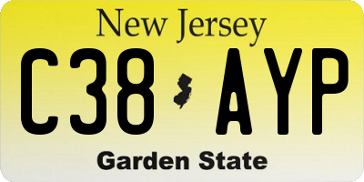 NJ license plate C38AYP