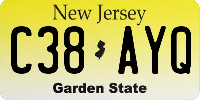 NJ license plate C38AYQ