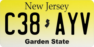 NJ license plate C38AYV