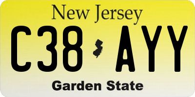 NJ license plate C38AYY