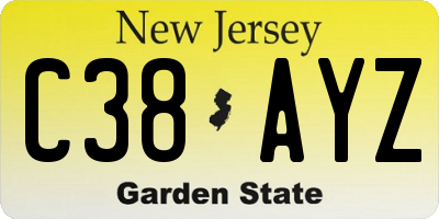 NJ license plate C38AYZ