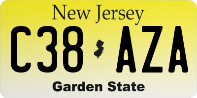 NJ license plate C38AZA