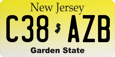 NJ license plate C38AZB