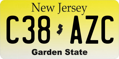 NJ license plate C38AZC