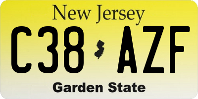 NJ license plate C38AZF