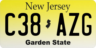 NJ license plate C38AZG