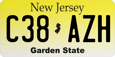 NJ license plate C38AZH