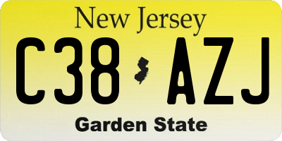 NJ license plate C38AZJ