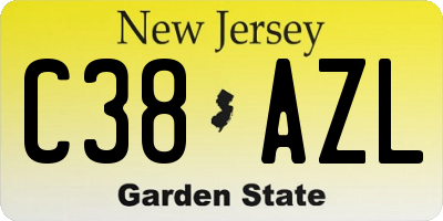 NJ license plate C38AZL