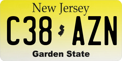NJ license plate C38AZN
