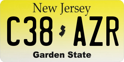 NJ license plate C38AZR