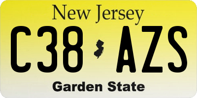 NJ license plate C38AZS