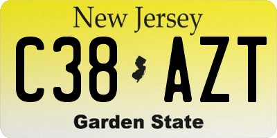 NJ license plate C38AZT