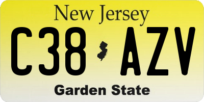 NJ license plate C38AZV