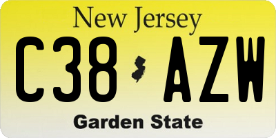 NJ license plate C38AZW
