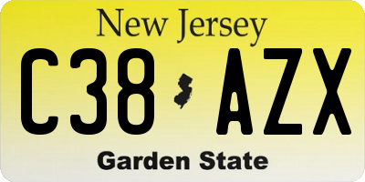 NJ license plate C38AZX