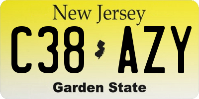 NJ license plate C38AZY