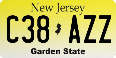 NJ license plate C38AZZ