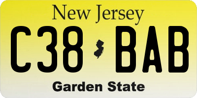 NJ license plate C38BAB